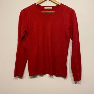 Caroline Grace Red Cotton Cashmere Crew Neck Sweater